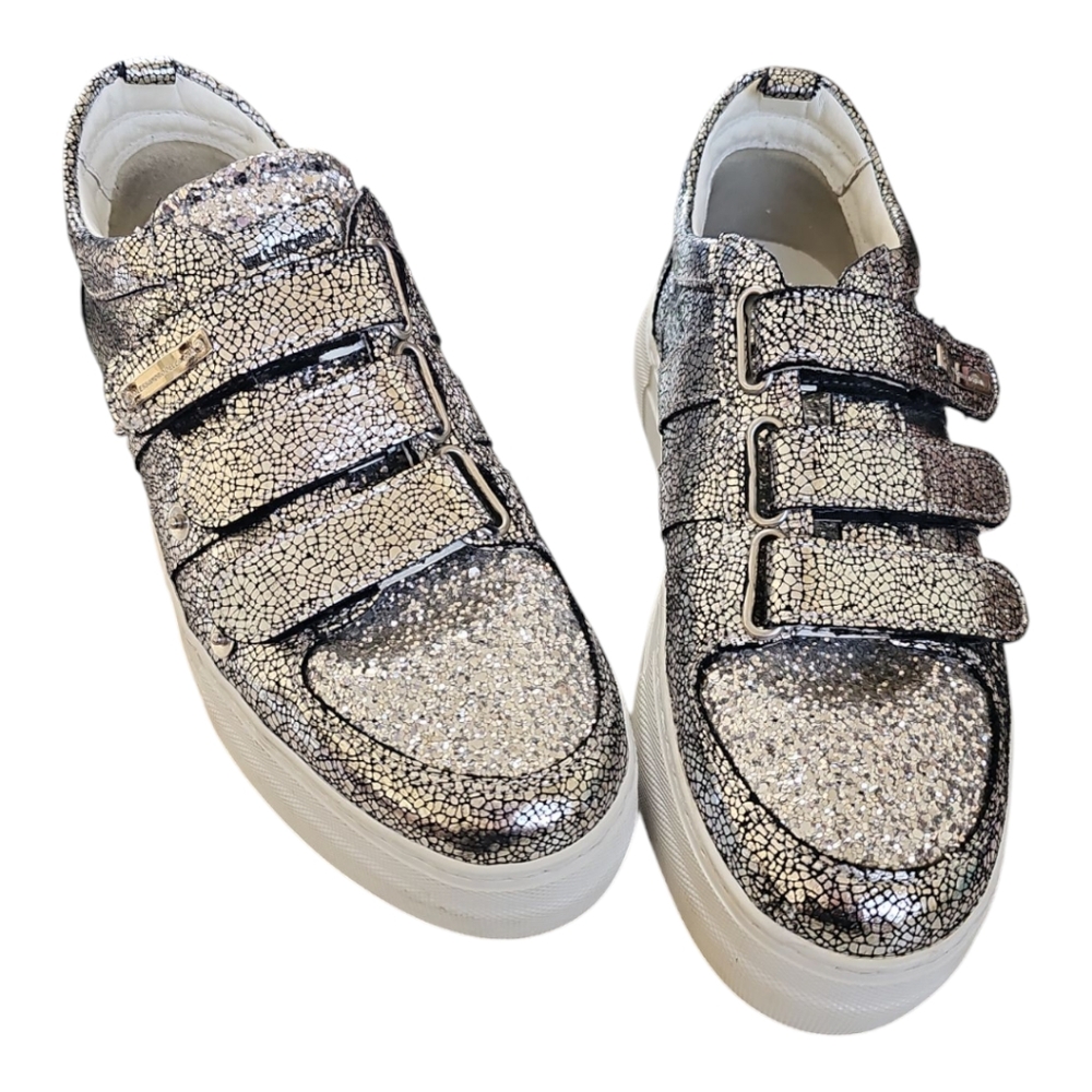 Alessandro Dell'Acqua Silver Glitter Sneakers